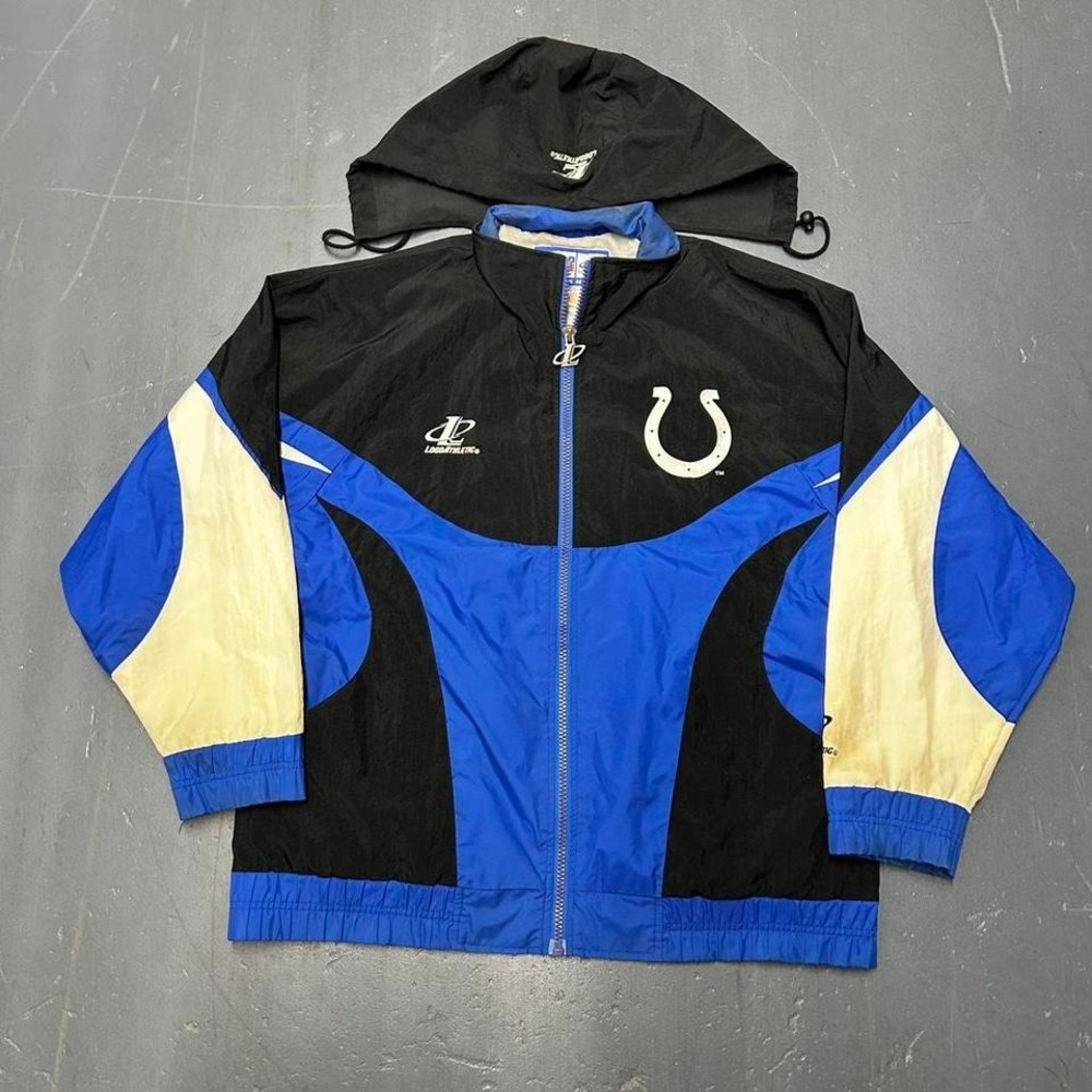 Vintage 90s Indianapolis Colts logo athletic pro line zip up hooded windbreaker